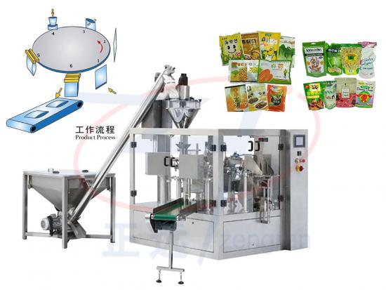 ZR8S-200 Premade Pouch Rotary Fill and Seal Powder Packaging Machine